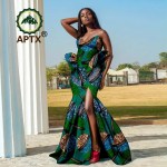 African Dress for Women Ankara Sleeveless Strapless Elegant Print Slit Dresses