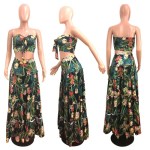 African Dresses for Women 2 Pieces Ethnic National Print Vintage Dress