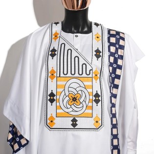 African Clothes for Men Traditional Rich Bazin Original Embroidery White Clothing Men 3 PCS Set Wedding Party Occasion