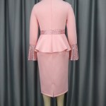 Church Dresses for Women Elegant Ruffles Long Flare Sleeves Sequined Party Bodycon Peplum Classy