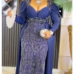 Plus Size Evening Dresses for Women African Luxury Sequin Gown Elegant Christmas Wedding Party Long Dress