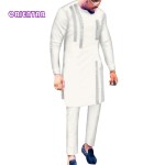 Multi Color Long Sleeve African Men's Suit Top Pants 2 Pieces Set