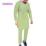 Multi Color Long Sleeve African Men's Suit Top Pants 2 Pieces Set