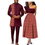 African Couple Matching Clothes for Mens & Women Wedding Dashiki Suits Top Pants Outfit Ankara Print Party Dresses