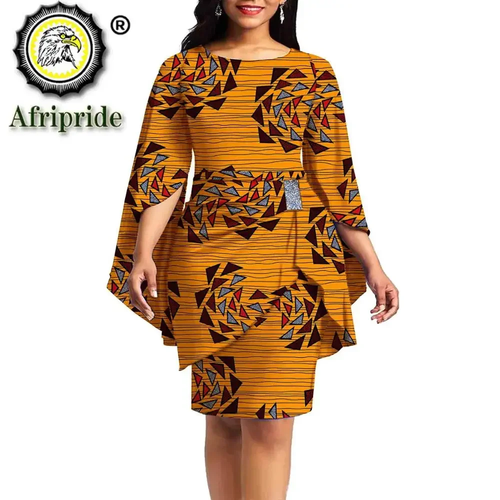 2025frican Print Dresses for Women Party Dress Dashiki Outfits Ankara Dress+sashes Wedding Formal Clothing