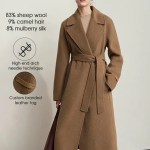 AMII Minimalism Lapel Collar Raglan Sleeve Woolen Coat for Women Wool Camel Cashmere Double-sided Outerwear