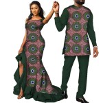 Fashion Couple Clothes African Ankara Print Women Maxi Long Dresses and Men Dashiki Suit