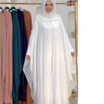 Ramadan Chiffon Muslim 2 Piece Khimar Abaya Set Islam Hijab Dress African Dresses