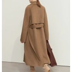 AMII Minimalism Lapel Collar Raglan Sleeve Woolen Coat for Women Wool Camel Cashmere Double-sided Outerwear