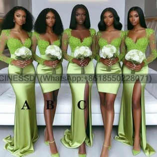 Customized Mermaid Bridesmaid Dresses for Wedding Party African Woman Robe Demoiselle D'honneur Wedding Guest Dress