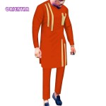 Multi Color Long Sleeve African Men's Suit Top Pants 2 Pieces Set