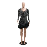 Party Dresses Beading Diamond Long Sleeves Ruffles for women Shiny Elegant Wedding Guest Female Gown Party Dresses Beading Diamond Long Sleeves Ruffles for women Shiny Elegant Wedding Guest Female Gown