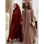 Ramadan Chiffon Muslim 2 Piece Khimar Abaya Set Islam Hijab Dress African Dresses