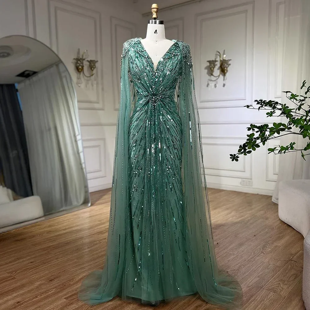 Serene Hill Turquoise Mermaid Evening Dresses Gowns