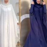 Ramadan Chiffon Muslim 2 Piece Khimar Abaya Set Islam Hijab Dress African Dresses
