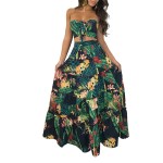 African Dresses for Women 2 Pieces Ethnic National Print Vintage Dress